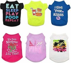 Hylyun Printed Puppy Shirt 6 Packs – Soft Breathable Pet T-Shirt, Size Xs - £13.58 GBP