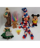Vintage Mixed Estate Doll Lot Mickey Mouse Troll Clown Woman Handmade Re... - £19.10 GBP