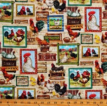 Cotton Chickens Eggs Farm Animals Birds Lay An Egg Fabric Print by Yard D367.57 - £11.95 GBP