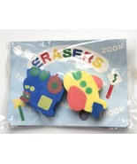 Vintage Sanrio Train &amp; Plane Erasers New In Package Made In Japan - $300.79 MXN