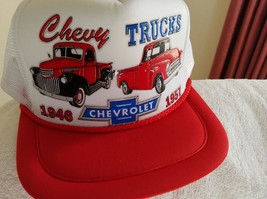 OLD VTG Chevrolet Trucks &#39;46 &amp; &#39;57 3-D Graphics on a new White mesh Truc... - $20.00