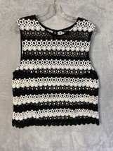Lucky Brand Women&#39;s Crochet open knit Tank Black/White Size L - £15.71 GBP