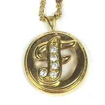 Vintage Signed Avon Sparkling Initial Necklace Letter F Gold Tone - £7.86 GBP