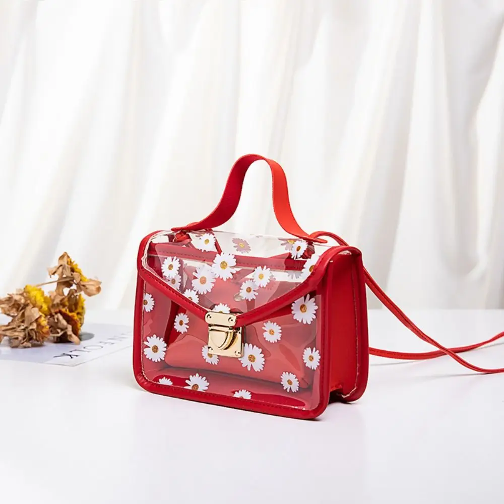 Fashion Totes Female Daisy Pattern Transparent Messenger Handbags Crossb... - $16.33
