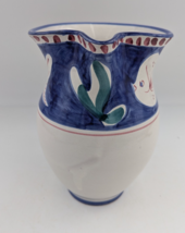 Vietri Campagna Fish Pesce Pottery Blue Red Dots Pitcher 8.5"H image 6