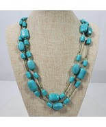Vintage Teresa Goodall Necklace Statement Pullover 48 Inch Blue Hand Kno... - $932.93 MXN