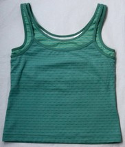 Danskin Athletic Active Sports Bra M Double Shirt Tank Top Green Running Vintage - £10.26 GBP