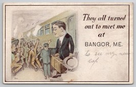 Bangor ME Handsome Man Exits Train They Turned Out To Meet Me Postcard A39 - £6.28 GBP