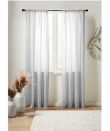 Studio 3B™ Delray 84&quot; &amp; 95&quot; Sheer Linen Window Curtain Panel in Grey &amp; W... - £17.52 GBP+