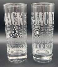 Used lot 2 Jack Daniels Old No.7 Whiskey Tall Glasses Charcoal Mellowed &amp; Barrel - £9.52 GBP