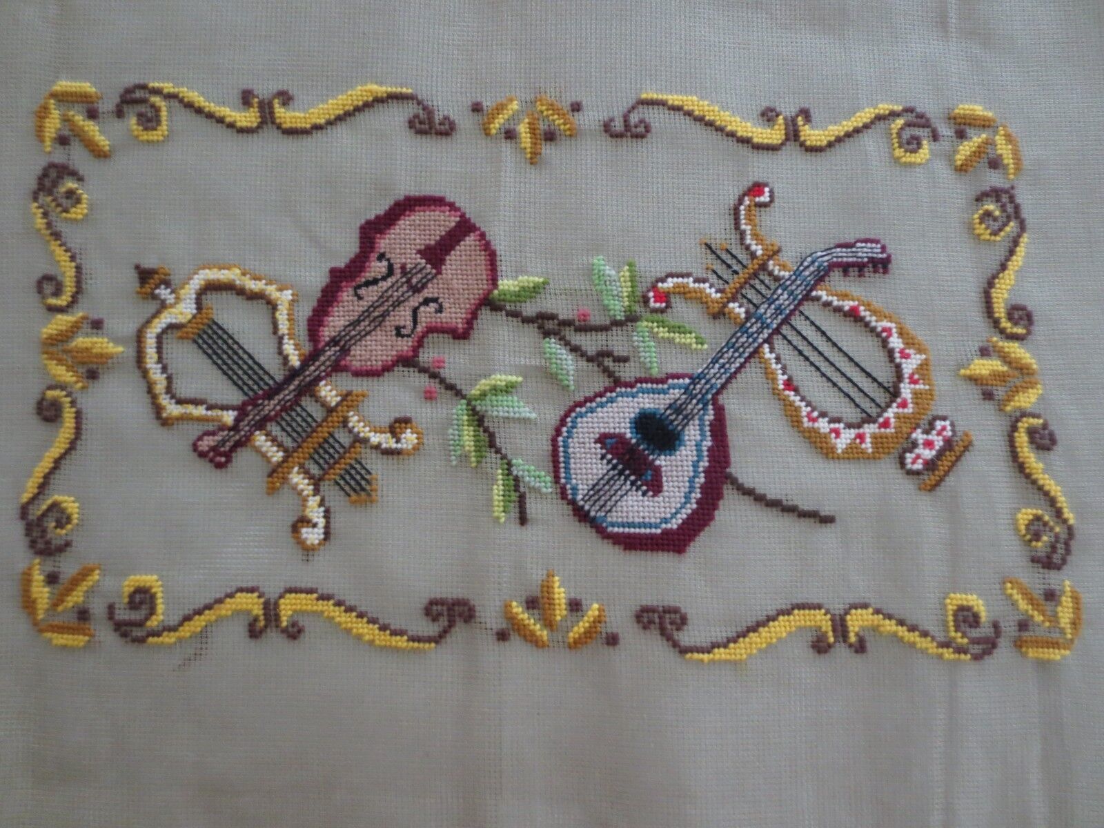 Primary image for PARAGON Pre-Worked MUSICAL INSTRUMENTS Bench  NEEDLEPOINT CANVAS - 35" x 20"