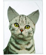 Grey Tabby Kitty Cat Printed Blanket with 3D Ears 50 X 60 - $622.02 MXN