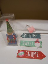 Cute lot NEW Gnome Christmas Nutcracker &amp; Hanging decorative glitter sign  - £8.81 GBP