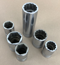 Snap On Tools 1/2” Drive 6pc Socket Lot SAE TW281 SW261 SVS261 TW221 SW201 TW201 - £55.93 GBP