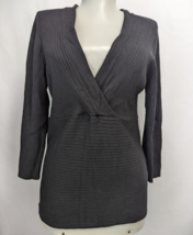 AB Studio Womens  black V-neck wrap Sweater size M 3/4 Sleeve - £9.39 GBP