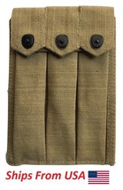 U.S. Army GI USGI WWII Triple 3 Belt Holster 3 Cell Canvas Pouch-Khaki - £18.37 GBP