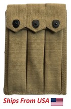 U.S. Army GI USGI WWII Triple 3 Belt Holster 3 Cell Canvas Pouch-Khaki - £18.64 GBP