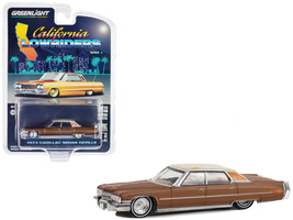 1973 Cadillac Sedan DeVille Dark Brown Metallic w Light Brown Pinstripes White T - £14.66 GBP