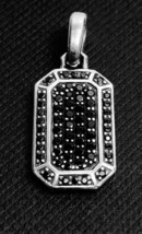 2 Ct Black Round Cut CZ Dog Tag Charm Men&#39;s Pendant White Gold Plated 925 Silver - £106.15 GBP