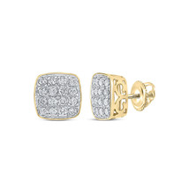 Authenticity Guarantee 
10kt Yellow Gold Mens Round Diamond Square Earrings 3... - £525.02 GBP