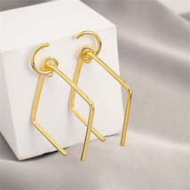 18K Gold-Plated Open-Rhombus Drop Earrings - £9.55 GBP