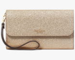 NWB Kate Spade Glimmer Boxed Medium Flap Wristlet Gold Wallet KE447 Gift... - $74.24