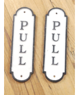 2 PULL SIGNS Cast Iron Door Sign Plate Plaque Bathroom Door Entryway *RO... - €11,03 EUR