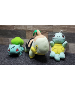 Pokemon Plush Lot of 3 ~ Squirtle 10&quot; ~ Turtwig 8&quot; ~ Bulbasaur 6&quot;!  -K - $11.64