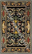 6&#39;x4&#39; Black Marble Dining Hallway Table Top Pietra Dura Inlay Garden Decor H3384 - £5,698.60 GBP