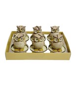 Owl Tealight Candles 6 Piece Set Painted Small 2 Inch Vintage Melinera P... - £11.66 GBP