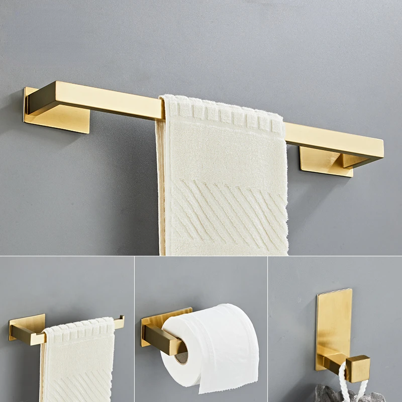 House Home Gold Bathroom Hardware Set Paper Roll Holder Towel Rack Robe Hook Bat - £28.77 GBP