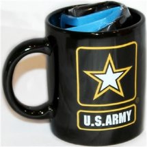 12oz Black U.S. Army Star Strong Cermamic Mug with 12x18 Army Flag BEST Garden O - £15.89 GBP