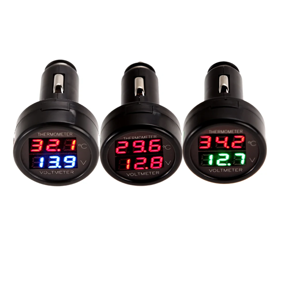 Car Lighter Type Dual Display LED Digital Thermometer Voltmeter Univerasal For A - £45.03 GBP