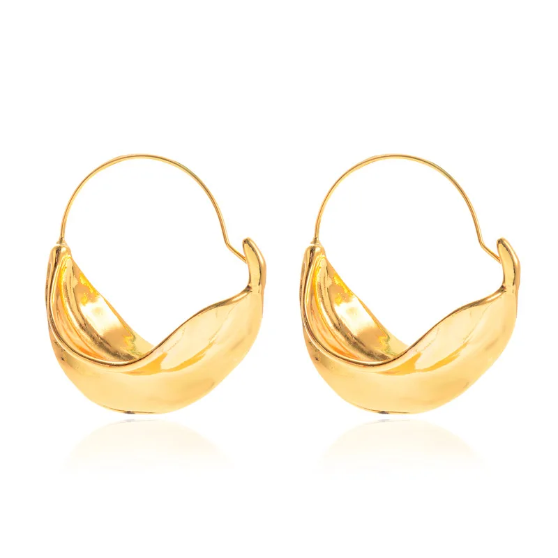 Creative Irregular Flower Basket Dangle Earrings for Women Gold Color Metal Ster - £11.88 GBP