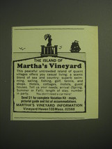 1974 Martha&#39;s Vineyard, Massachusetts Ad - The island of Martha&#39;s Vineyard - £14.61 GBP