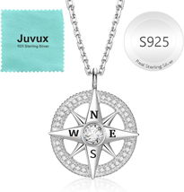 Graduation Gifts, Compass Necklace for Women 925 Sterling Silver Compass Pendant - £37.57 GBP