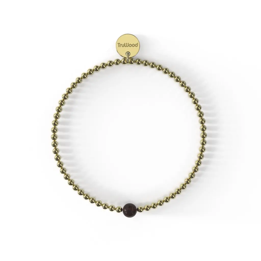 Gold / Ebony Bracelet - Beautiful 18K Gold Plated Stainless Steel Beads ... - $684.29 MXN