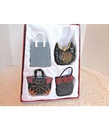 MINI HANDBAG SCULPTURE ORNAMENTS 4 RESIN PURSES VINTAGE BOXED J.C. PENNEYS - $18.07 CAD