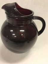 Vintage Ruby Red Drinking Pitcher Juice Anchor hocking Ice lip tilt Water - £25.24 GBP