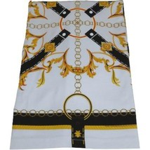 Men LAVERITA European Fashion Crew Shirt Rhine Stones Chain Floral 12085 White image 2