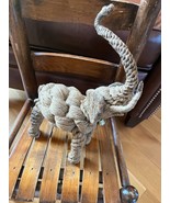 Large Repurposed Tan Twine Thin Rope Braided Wound Asian Elephant Figuri... - £15.58 GBP