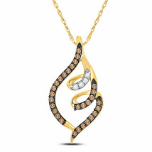 10k Yellow Gold Round Brown Diamond Curled Pigtail Pendant 1/3 - £219.82 GBP