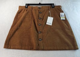 Kensie Jeans Skirt Womens Size 14 Brown Corduroy 100% Cotton Pockets Button Up - £15.24 GBP