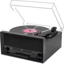 Turntable Music Center With Multiple Functions, Featuring Built-In Stereo - £59.25 GBP