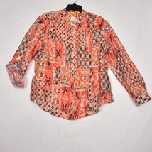 Ruby Rd Women&#39;s Blouse Button Up Long Roll Tab Sleeve Sheer Lightweight Size 16 - £11.99 GBP