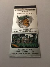 Vintage Matchbook Cover Matchcover Monticello Home Thomas Jefferson VA - £2.46 GBP