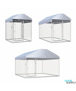 Large Outdoor Garden Steel Dog Kennel With Roof Animal Farm Cage House W... - £167.47 GBP+