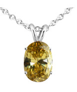 2.2 CT Brown Diamond Solitaire Pendant Necklace Oval Real Treated 14K Wh... - £2,482.65 GBP