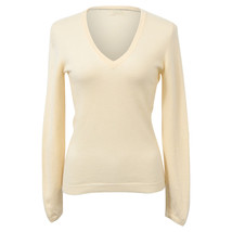 Brunello Cucinelli Knitted V-Neck Sweater In Wool Women Cream Size 38 - $508.25