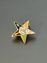 Vintage Gold Free Mason Eastern Star Enamel Pin - $34.16